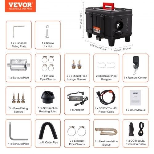 5-8KW Diesel Heater, 12V/24V All in One Diesel Air Heater, with Bluetooth APP Control, Remote Control and Display Screen, CO Alarm, Fast Heating Portable Diesel Heater for Vehicles and Garage