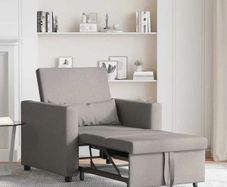 Single Sofa Bed Reclining Taupe 90 x 165 x 87 cm Fabric