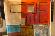 Large Square Hand Painted Oil on Canvas - Untitled Abstract