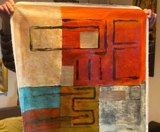 Large Square Hand Painted Oil on Canvas - Untitled Abstract