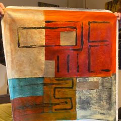 Large Square Hand Painted Oil on Canvas - Untitled Abstract