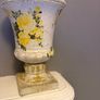 Pair of Decorative Ceramic Urn Planters, Crackle Glaze & Floral Image 2