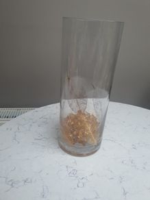 TALL Glass Gold embossed Vase