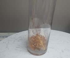 TALL Glass Gold embossed Vase