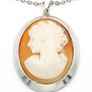 Lady Cameo Carved Shell Sterling Silver Necklace Image 2