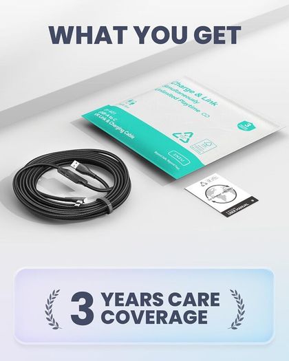 INIU 5M VR Link Cable with Separate Charging Port, USB 3.0 to USB C Cable for Meta Quest 3s 3 2 1 Quest Pro, Pico 4, Steam VR, Gaming PC, High Speed Data Transfer for Virtual Reality Headset - Black