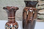 Vintage Bulgarian clay vase and flower pot