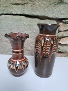 Vintage Bulgarian clay vase and flower pot