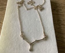silver Sterling Silver Cancer Star Sign Constellation Cubic Zirconia Pendant Necklace 925 Signs Of The Zodiac June 21st - July 22nd