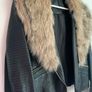 F&F Black Leather Jacket with Fur Collar Image 5