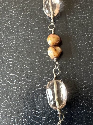 silver necklace with natural stones