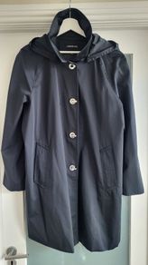 LONDON FOG black trench with silver hardware Sz XL (Fit 14-16UK) - Rrp 195 ( New)