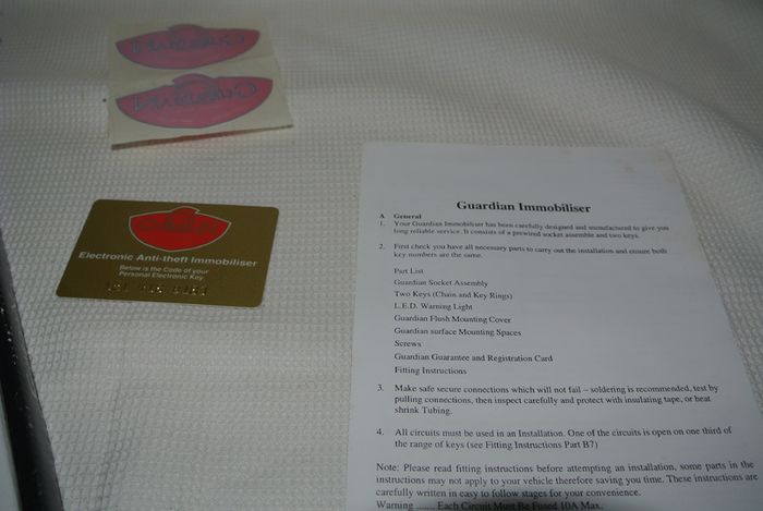 Guardian 2000 Anti-theft Immobiliser Kit