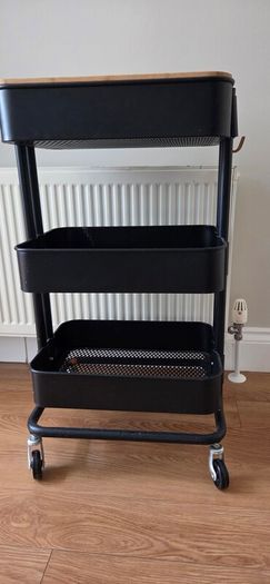 Kitchen storage trolley and shelf