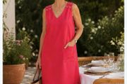 Gerard Darel Pink 100% Linen Sleeveless Shift Dress Size EU 40 UK 12