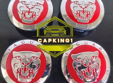4 x Jaguar Centre Caps (Red) FREE POST
