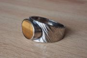 Handmade silver ring with tigers eye stone size Y