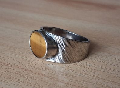 Handmade silver ring with tigers eye stone size Y