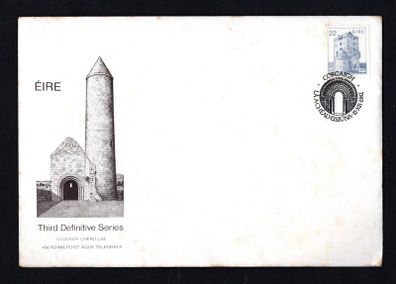 1982 Ireland Architecture Definitive (Third) Series 22p Aughnamure Castle First Day Cover (FDC) with Corcaigh (Cork) Pictorial Cancel