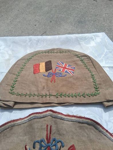 WW1 Embroidered Linen Tray Runner and Tea Cosy