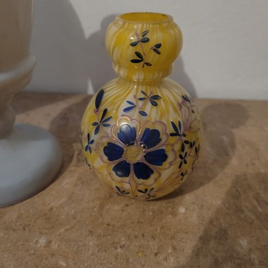 Antique collection of graduated handpainted opaline vases