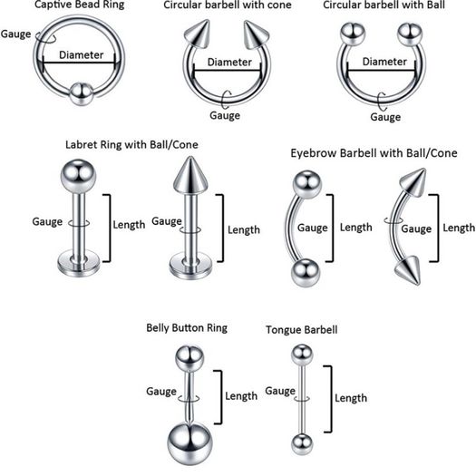 120PCS Ear Nose Piercing Kit, Mixed Piercing Kit Stainless Steel for Lip Tongue Eyebrow Tragus Nipple Belly Barbell Helix Septum Rings Horseshoe Body Piercing Jewellery (FREE POSTAGE)