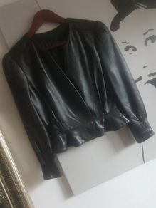 Puff Sleeve Black Leather Jacket Classic