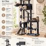 XXL Cat Tree 202cm  Large Multi-Level Cat Climbing Tower with Scratching Posts Image 4