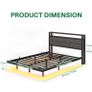 4ft6 Upholstered Floating Double Bed Frame Black, Storage Headboard Metal Bed Frame with LED Lights and Charging Station, Heavy Duty Metal Slat Support, Noise Free, No Box Spring Needed Image 9