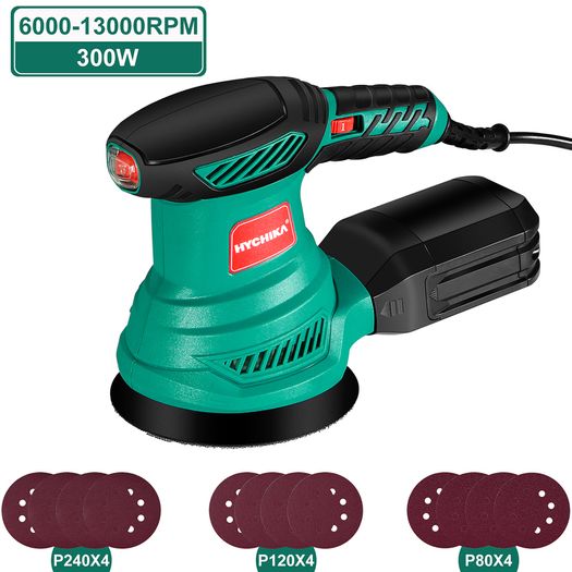 BRAND NEW 300W Random Orbital Electric Sander Machine with 12Pcs Sandpapers