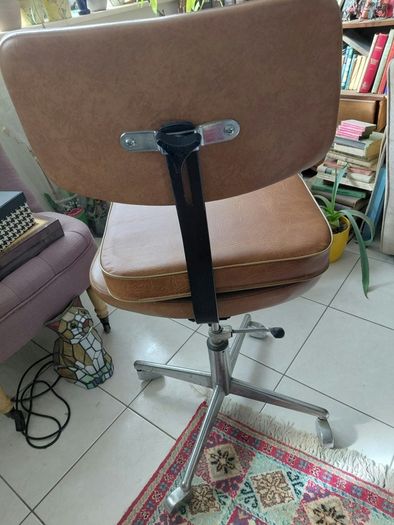 Antique office chair brown leather with extra cushion