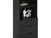 FMD Dresser with 3 Drawers and Open Shelving Black