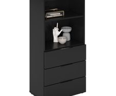 FMD Dresser with 3 Drawers and Open Shelving Black