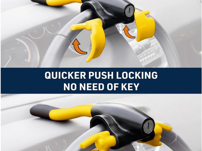 BLOKAUTO Steering Claw, Steering Wheel Lock for Cars, Mobile Homes, Trucks, Universal,Yellow