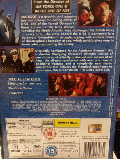 Das Boot Dvd Director's Cut World War 2 Drama Wolfgang Petersen