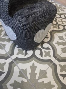 2 Grey herringbone weighted door stopper
