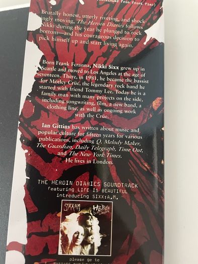 Nixxi Sixx (Motley Crue) - The Heroin Diaries: a Year in the Life of a Shattered Rock Star (Hardback First Press)