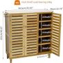 Bamboo Shoe Storage Cabinet Wooden Shoes Rack Organiser with Slatted Doors Image 2
