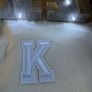 New 16cm x 15cm x 3cm washed wood effect K with lights in monogrammed gift bag Image 2
