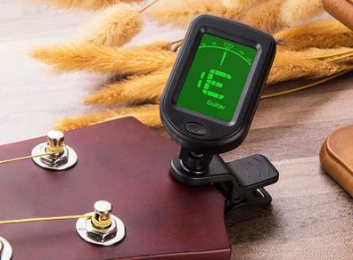 Alfresco Guitar Tuner Clip On, Digital Tuners of Guitar Accessories with Picks, for Acoustic Guitar, Electronic Guitar, Bass, Violin, Ukulele and Other Stringed Instruments