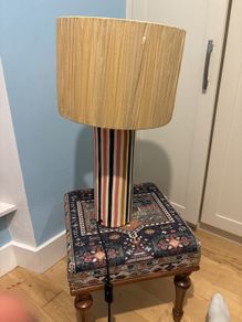 Arendal stoneware and raffia table lamp - Colour : NATURAL