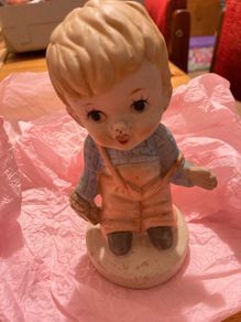 Vintage Flambro Porcelain Taiwan  (boy with a bag)