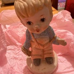Vintage Flambro Porcelain Taiwan  (boy with a bag)
