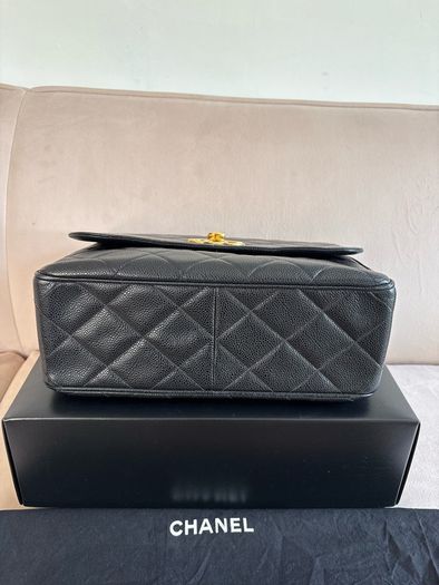 chanel rare vintage caviar Single Flap 24k Gold Plated