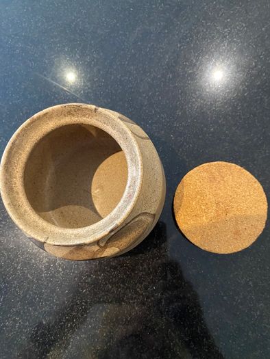 Ceramic vintage  pot with cork lid