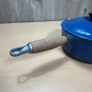 Le Creuset Blue Cast Iron Saucepan 20cm Lid Wood Handles - VGC Image 7