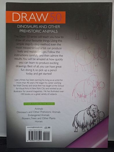 SALE! Set of 4 DRAW 50 drawing books: Dinosaurs, Flowers, Animals and Endangered Animals