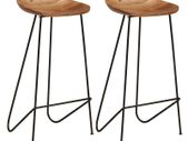 Bar Stools 2 pcs Solid Acacia Wood