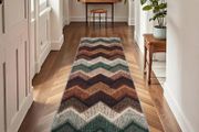 Boho Runner Rugs for Hallway Non Slip 60x180cm, Geometric Washable Kitchen Carpet Runner, Bohemian Long Hall Rug for Entryway Bedroom Laundry Living Room, Low Pile Non Shedding, Brown Green