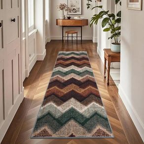 Boho Runner Rugs for Hallway Non Slip 60x180cm, Geometric Washable Kitchen Carpet Runner, Bohemian Long Hall Rug for Entryway Bedroom Laundry Living Room, Low Pile Non Shedding, Brown Green